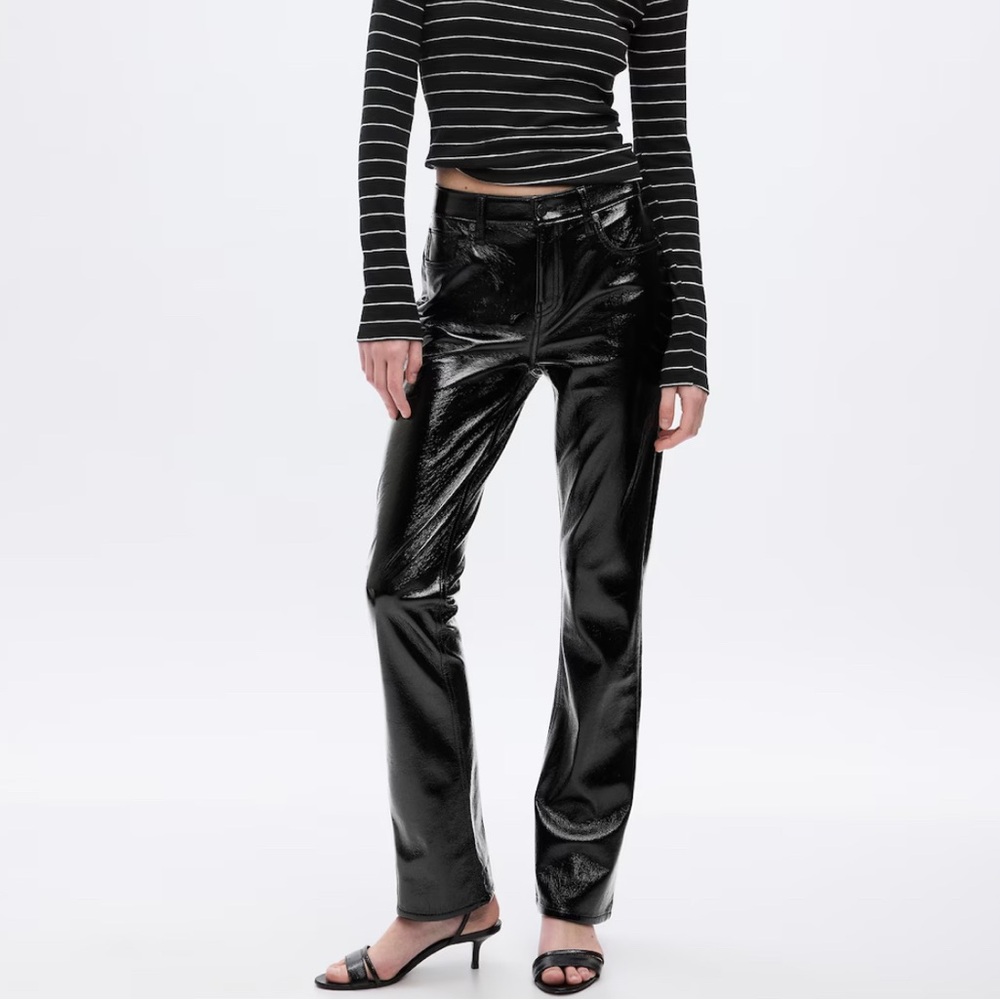 NWT Mid Rise Vegan Patent Leather Baby Boot Pants